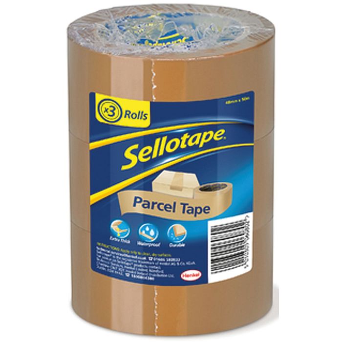 Sellotape Parcel Tape - Buff - 48mm x 50m - Pack of 3 Sellotape Parcel Tape - Buff - 48mm x 50m - Pack of 3