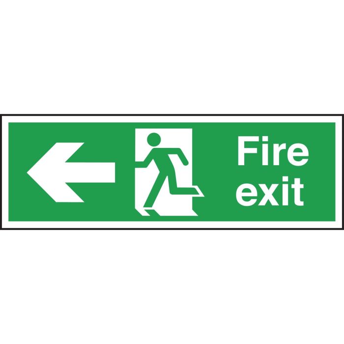 Safety Signs - Fire Exit Left Arrow - 150 x 450mm PVC