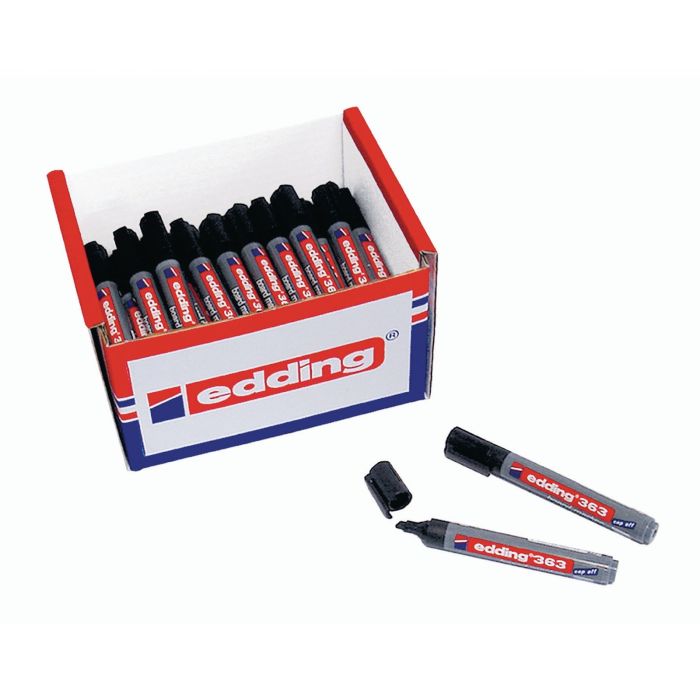 Edding 363 Whiteboard Marker Black Chisel Tip - Pack of 50