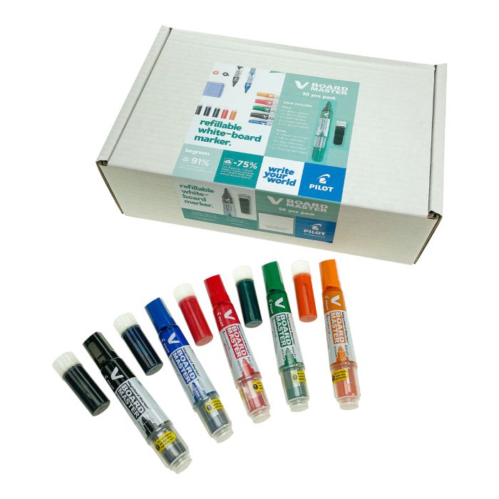 PILOT V-Board Marker- Bullet Tip-Assorted-Classpack+Refills
