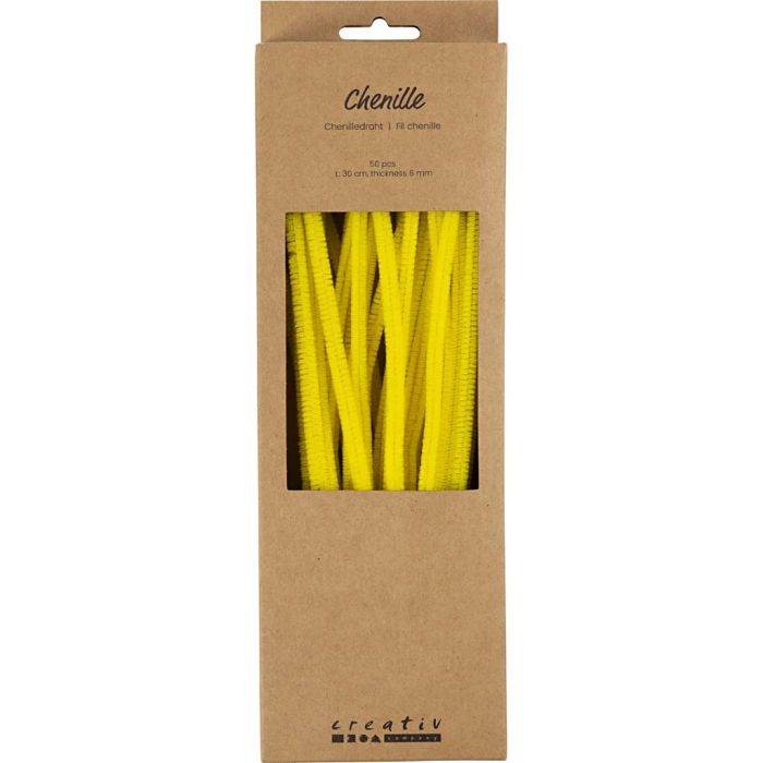 Yellow Pipe Cleaners - 30cm - Pack of 50