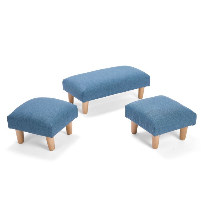 Pack of 3 Low Height Footstools - Blue