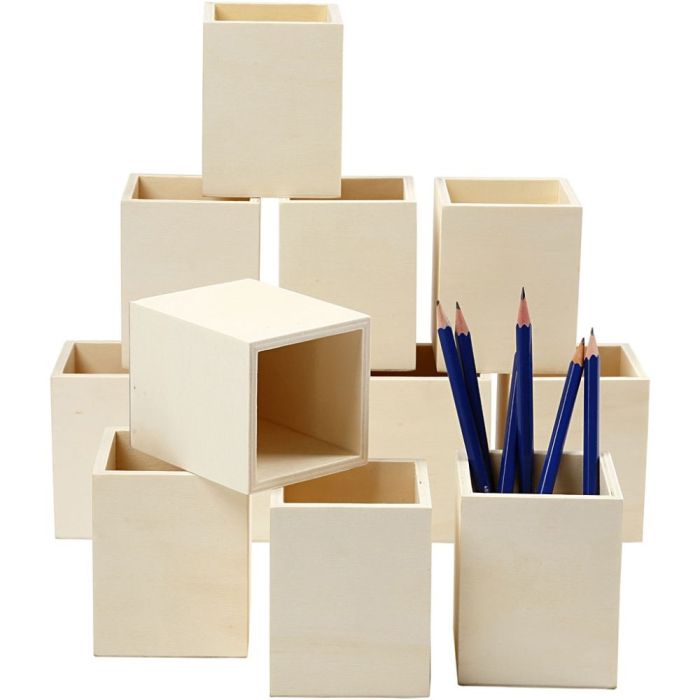 Square Wood Pencil Holder Square Wood Pencil Holder