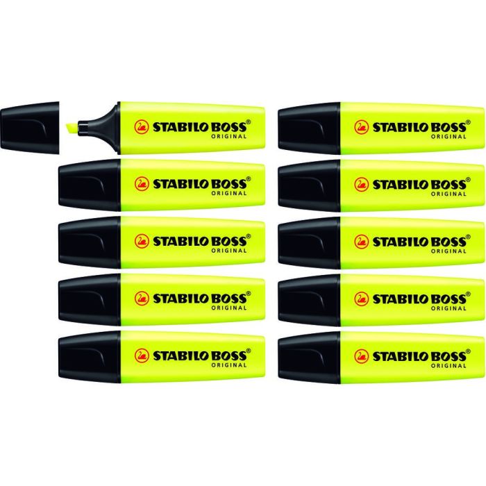 Stabilo Boss Highlighters - Yellow - Pack of 10 Stabilo Boss Highlighters - Yellow - Pack of 10