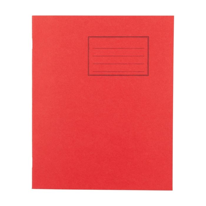 Exercise Books 8 x 6.5in 32 Page 15mm Feint - Vivid Red - Pack of 100