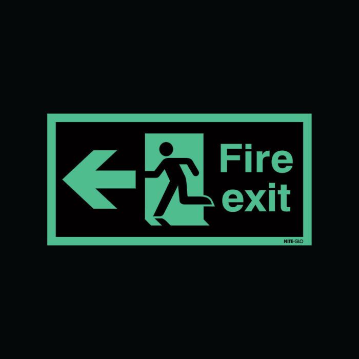 Fire Exit Niteglo Sign Left 150 x 450mm S/A