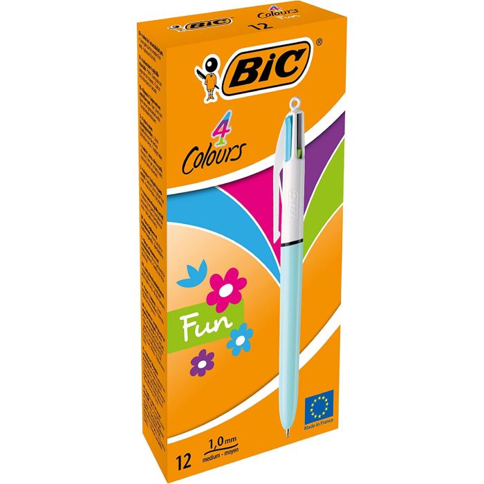 BIC 4 Colours Fun Retractable Ballpoint Pen - Pack of 12 BIC 4 Colours Fun Retractable Ballpoint Pen - Pack of 12