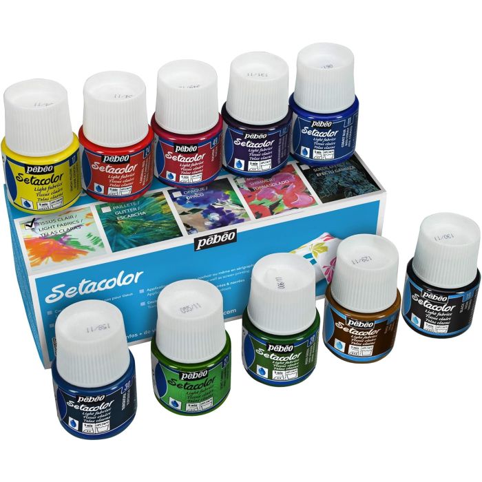 Pebeo Setacolor Light Fabrics - 10 x 45ml - Assorted Pebeo Setacolor Light Fabrics - 10 x 45ml - Assorted