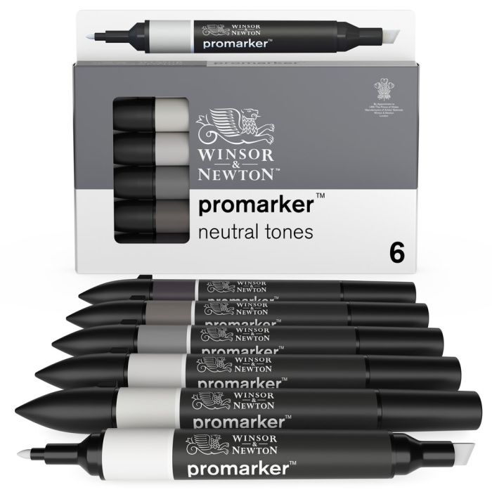 Winsor & Newton Promarker - Neutral Tones - Pack of 6 Winsor & Newton Promarker - Neutral Tones - Pack of 6