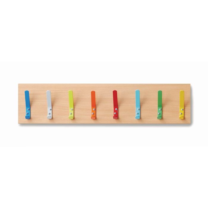Beech Wall Coat Rail - Assorted - 8 Hooks - Single Sided Beech Wall Coat Rail - Assorted - 8 Hooks - Single Sided