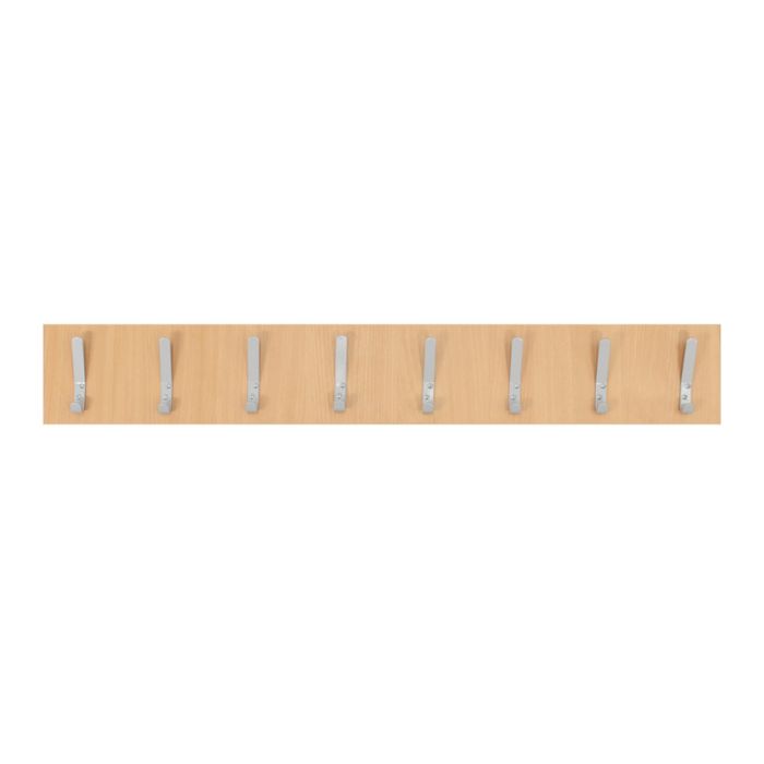Beech Wall Coat Rail - Grey - 8 Hooks - Single Sided Beech Wall Coat Rail - Grey - 8 Hooks - Single Sided