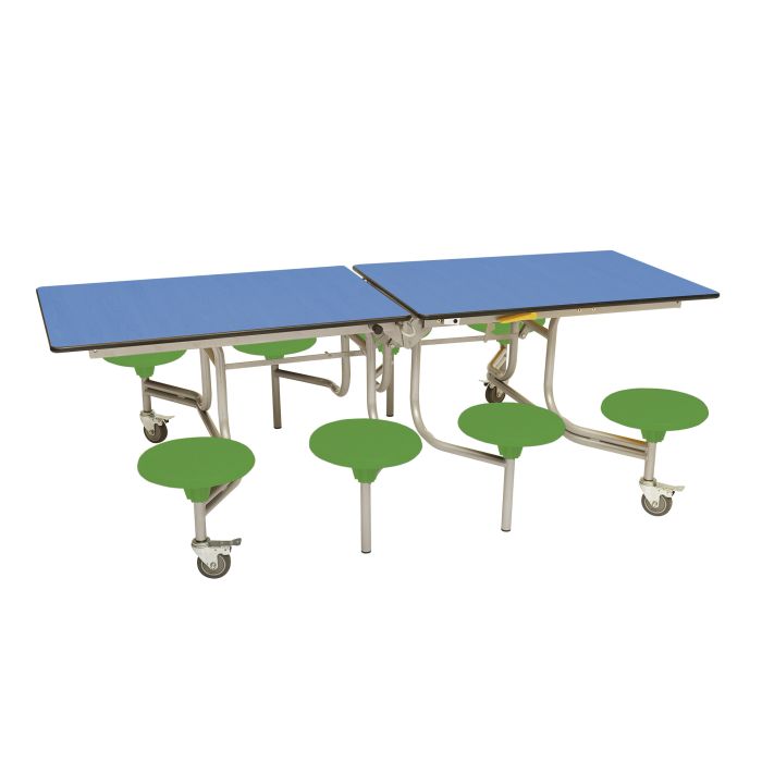 Primary Rectangular 8 Seat Table Blue Top Green Seat