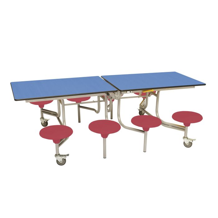 Primary Rectangular 8 Seat Table Blue Top Wine Seat
