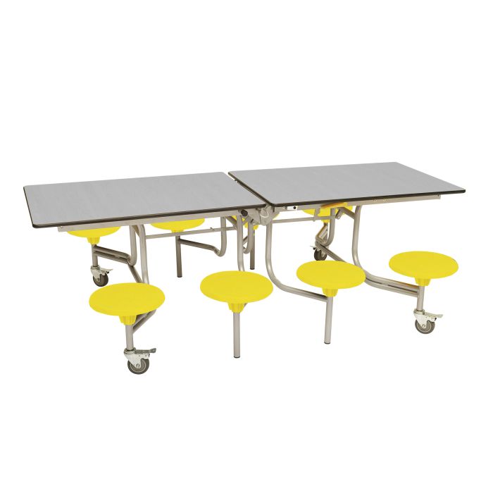 Secondary Rectangular 8 Seat Table Grey Top Yellow Seat