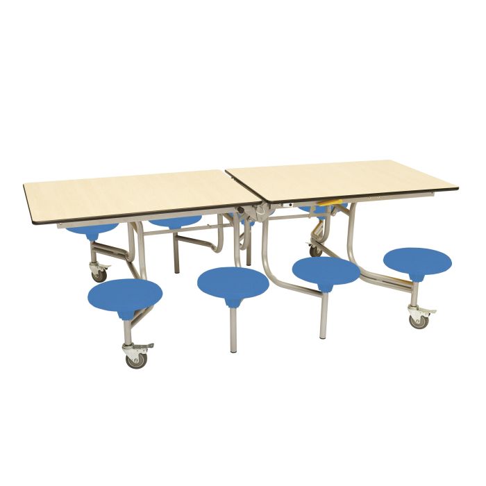 Primary Rectangular 8 Seat Table Blue Top Wine Seat