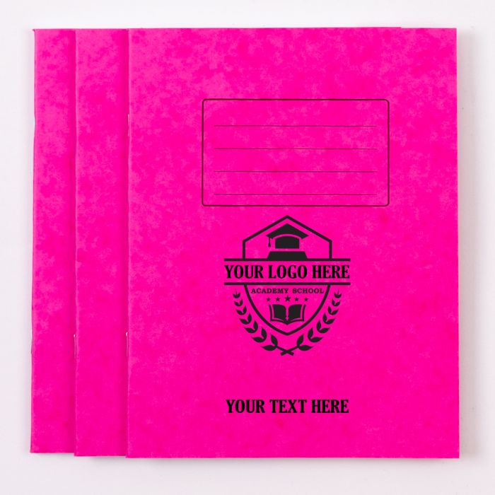  8" x 6.5" Exercise Book 48p - 8mm Ruled- Pink - Pk 100