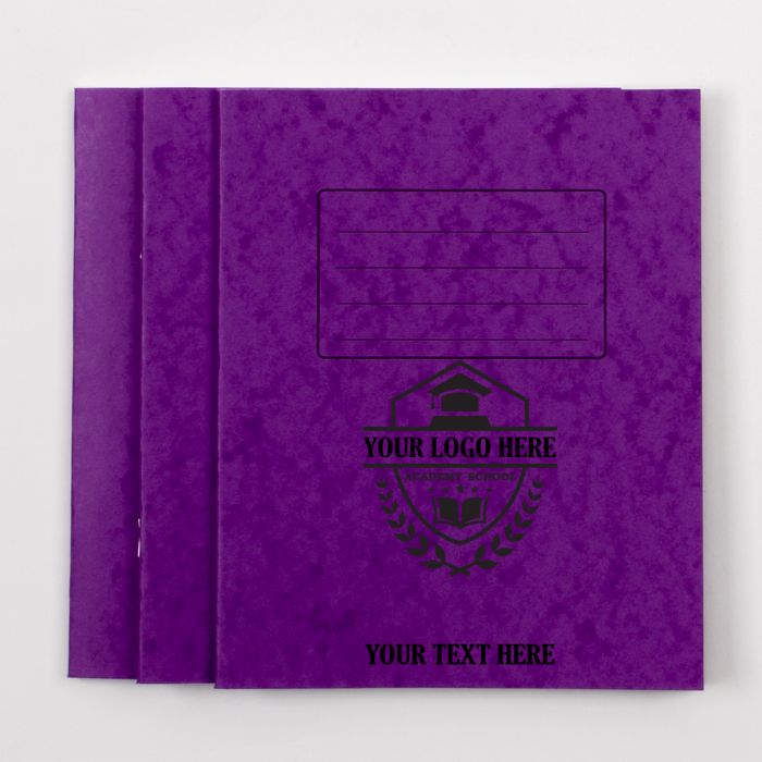  8" x 6.5" Exercise Book 48p- 8mm Ruled With Margin-Purple