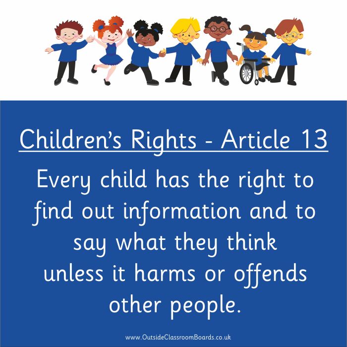 Children's Rights - Article 13 Indoor and Outdoor Sign - Burgundy - English