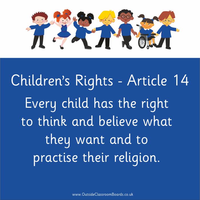 Children's Rights - Article 14 - Indoor and Outdoor Sign - Purple - English