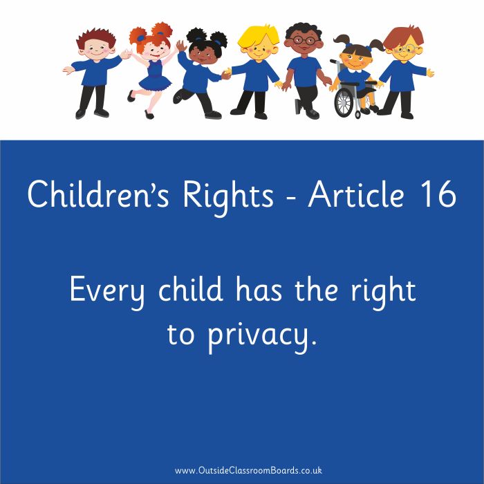 Children's Rights - Article 16 - Indoor and Outdoor Sign - Purple - English Children's Rights - Article 16 - Indoor and Outdoor Sign - Purple - English