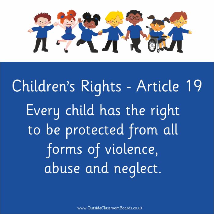 Children's Rights - Article 19 - Indoor and Outdoor Sign - Purple - English Children's Rights - Article 19 - Indoor and Outdoor Sign - Purple - English
