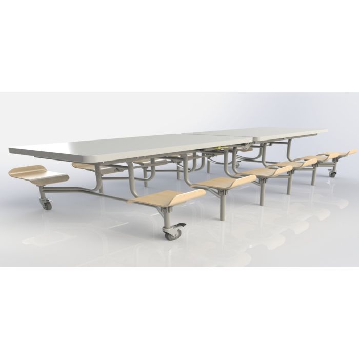 12 Seat Primo Mobile Folding Table with Seats - White 12 Seat Primo Mobile Folding Table with Seats - White