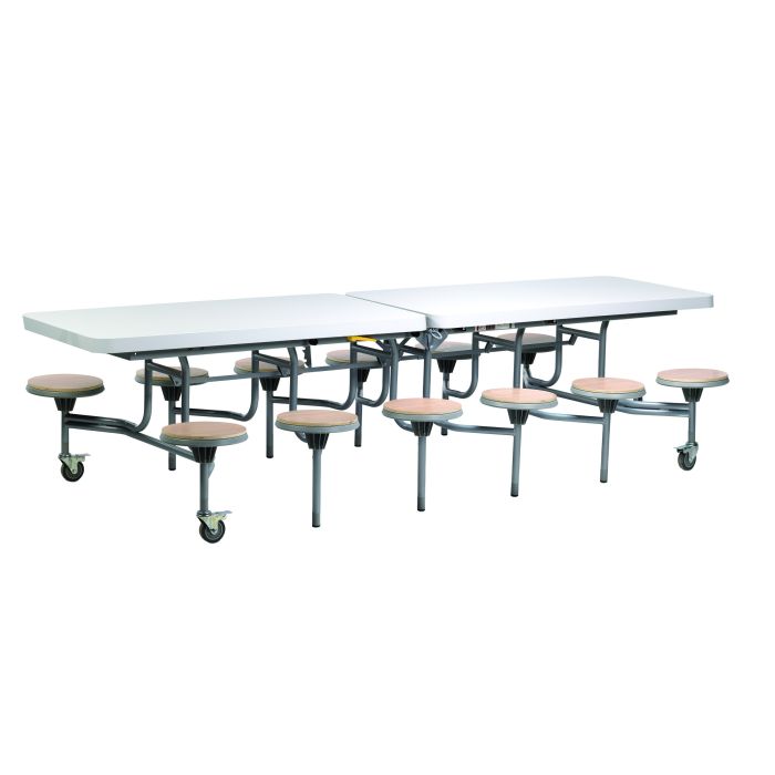 12 Seat Primo Mobile Folding Table with Stools - White 12 Seat Primo Mobile Folding Table with Stools - White