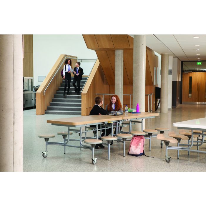 12 Seat Primo Mobile Folding Table with Stools - Oak 12 Seat Primo Mobile Folding Table with Stools - Oak