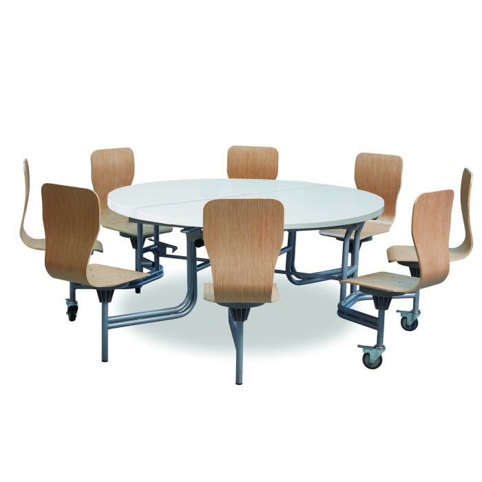 8 Seat Primo Round Mobile Folding Table- Full Back- White