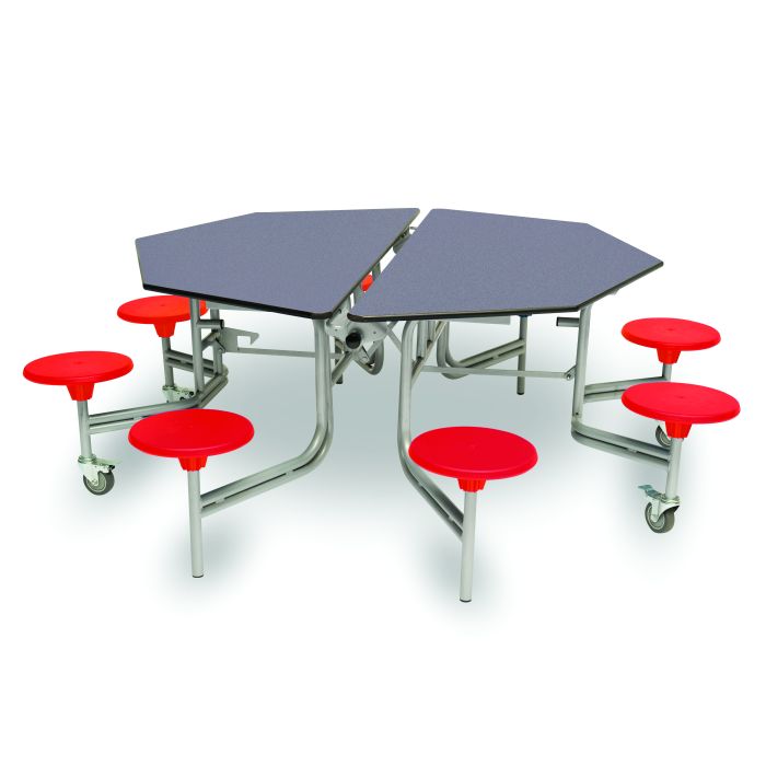 Mobile Folding Table 8 Seat Height 685mm Blue Grey/Red Seat