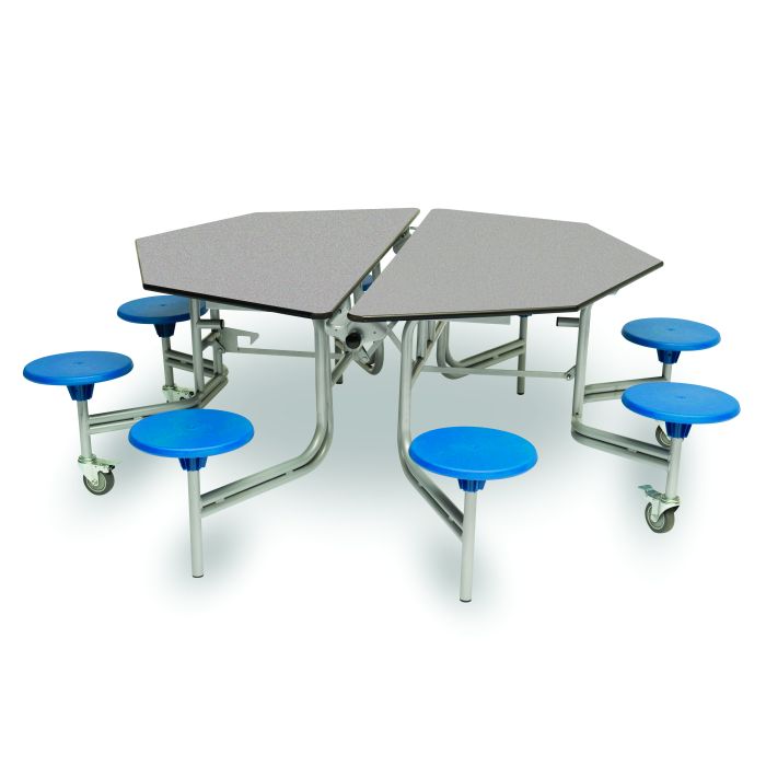 Mobile Folding Table 8 Seat H735mm Grey Fleck/Blue Seat