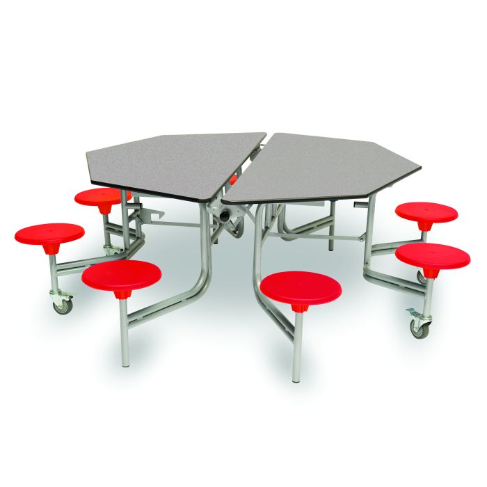 Mobile Folding Table 8 Seat Height 685mm Grey Fleck/Red Seat