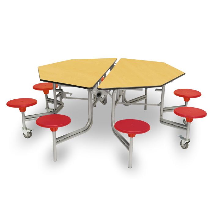 Mobile Folding Table 8 Seat Height 685mm  - Maple - Red Seat