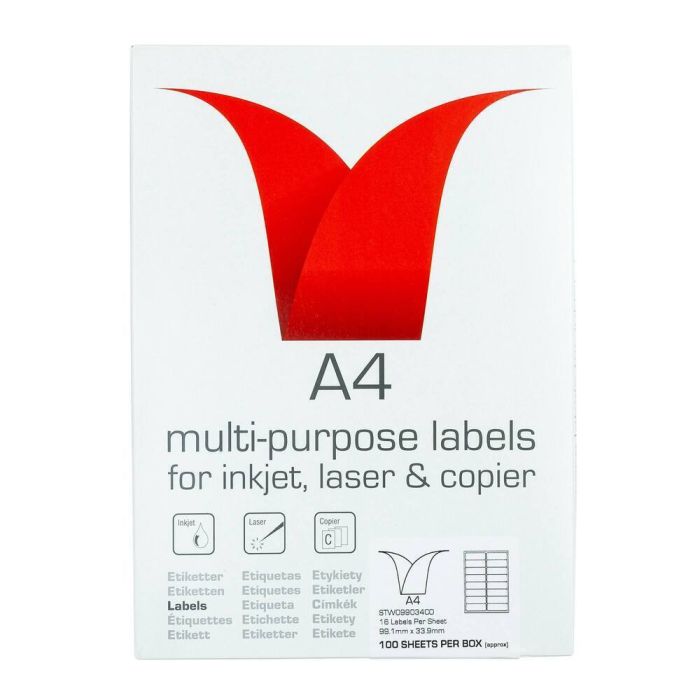 Copier & Laser Labels A4 Round Corners - 16 Per Sheet - Pack of 100 Copier & Laser Labels A4 Round Corners - 16 Per Sheet - Pack of 100
