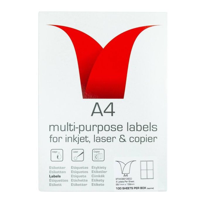 Copier & Laser Labels A4 Round Corners - 4 Per Sheet - Pack of 100 Copier & Laser Labels A4 Round Corners - 4 Per Sheet - Pack of 100
