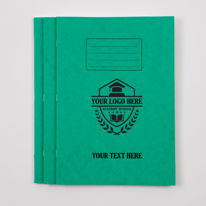 Personalised A4+ 80 page- 10mm Ruled With Margin- Green Pk50