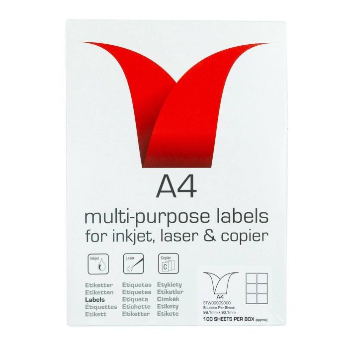 Copier & Laser Labels A4 Round Corners - 6 Per Sheet - Pack of 100 Copier & Laser Labels A4 Round Corners - 6 Per Sheet - Pack of 100