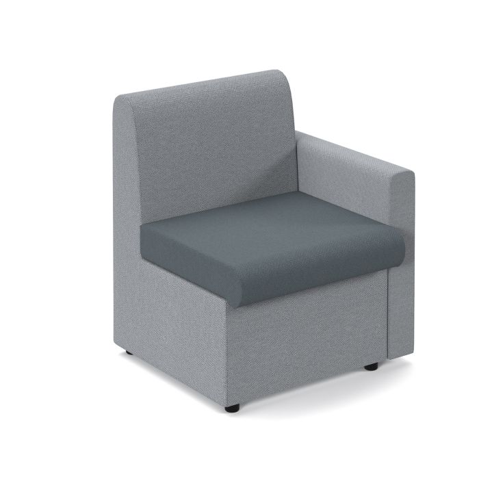Alto Modular Reception Seating with Left Hand Arm - Grey/Charcoal Alto Modular Reception Seating with Left Hand Arm - Grey/Charcoal