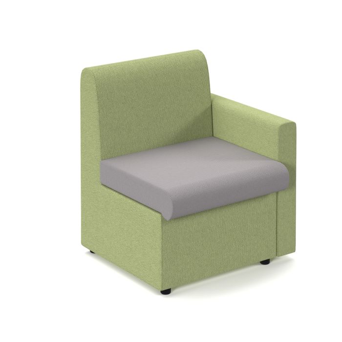Alto Modular Reception Seating with Left Hand Arm - Green/Grey Alto Modular Reception Seating with Left Hand Arm - Green/Grey