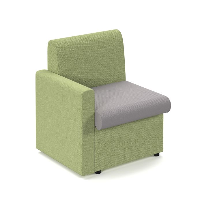 Alto Modular Reception Seating with Right Hand Arm - Green/Grey Alto Modular Reception Seating with Right Hand Arm - Green/Grey