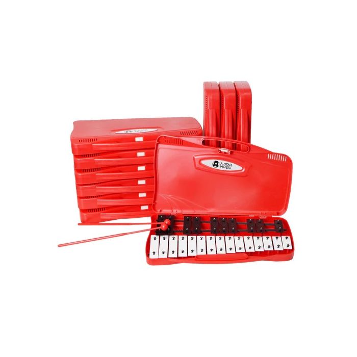 A-Star 25 Note Chromatic Glockenspiel - Red - Pack of 10