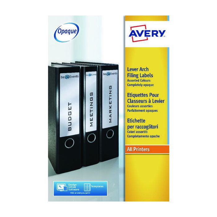 Avery Lever Arch Spine Labels Assorted L7171A - Pack of 20 Avery Lever Arch Spine Labels Assorted L7171A - Pack of 20