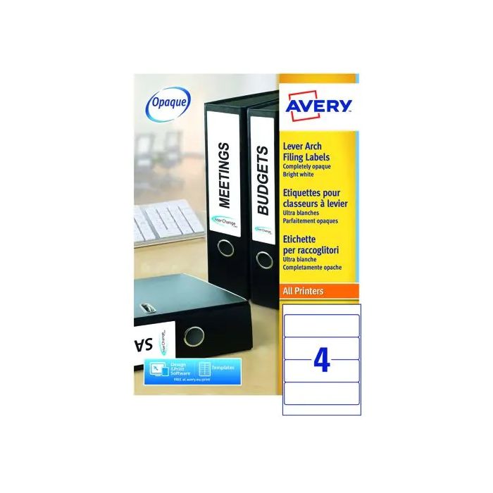 Avery Lever Arch Spine Labels White L7171 - Pack of 100 Avery Lever Arch Spine Labels White L7171 - Pack of 100