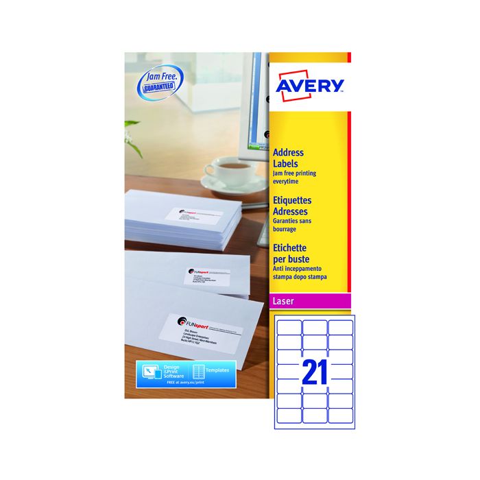 Avery Laser Labels - 21 Per Sheet L7160 - Pack of 40