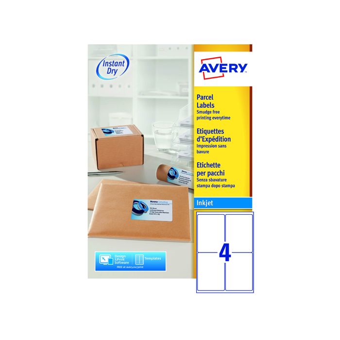 Avery Inkjet Labels - 4 Per Sheet J8169 - Pack of 100 Avery Inkjet Labels - 4 Per Sheet J8169 - Pack of 100