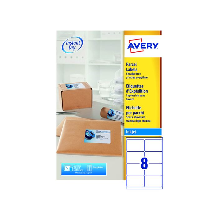 Avery Inkjet Labels - 8 Per Sheet J8165 - Pack of 100 Avery Inkjet Labels - 8 Per Sheet J8165 - Pack of 100