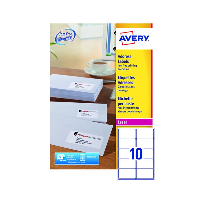 Avery Laser Labels - 10 Per Sheet L7173 - Pack of 100 Avery Laser Labels - 10 Per Sheet L7173 - Pack of 100