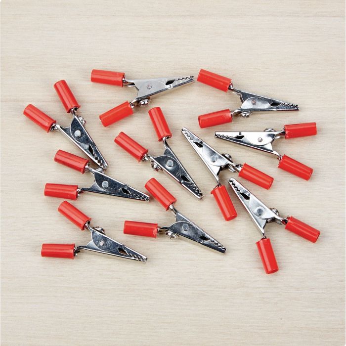 Crocodile Clips - Plastic Sleeved - Pack of 10 Crocodile Clips - Plastic Sleeved - Pack of 10
