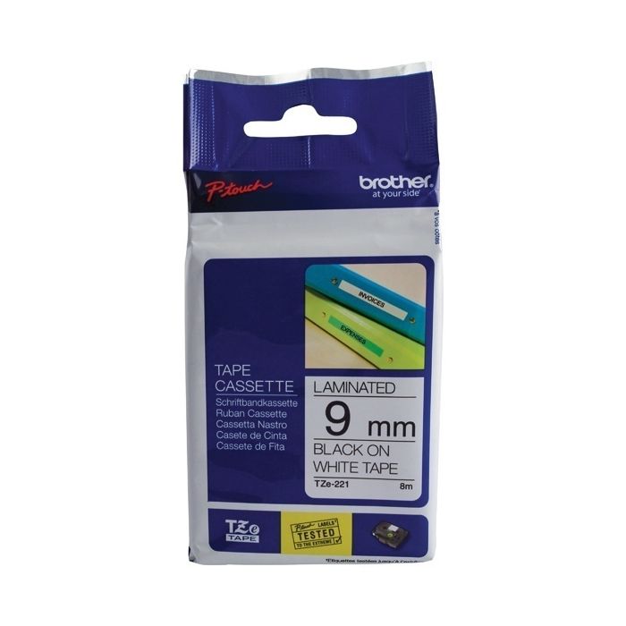 Brother TZ Label Tape 9mm - Black On White Brother TZ Label Tape 9mm - Black On White