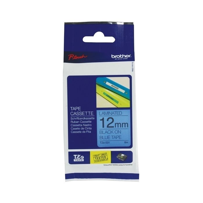 Brother TZ Label Tape 12mm - Black On Blue Brother TZ Label Tape 12mm - Black On Blue